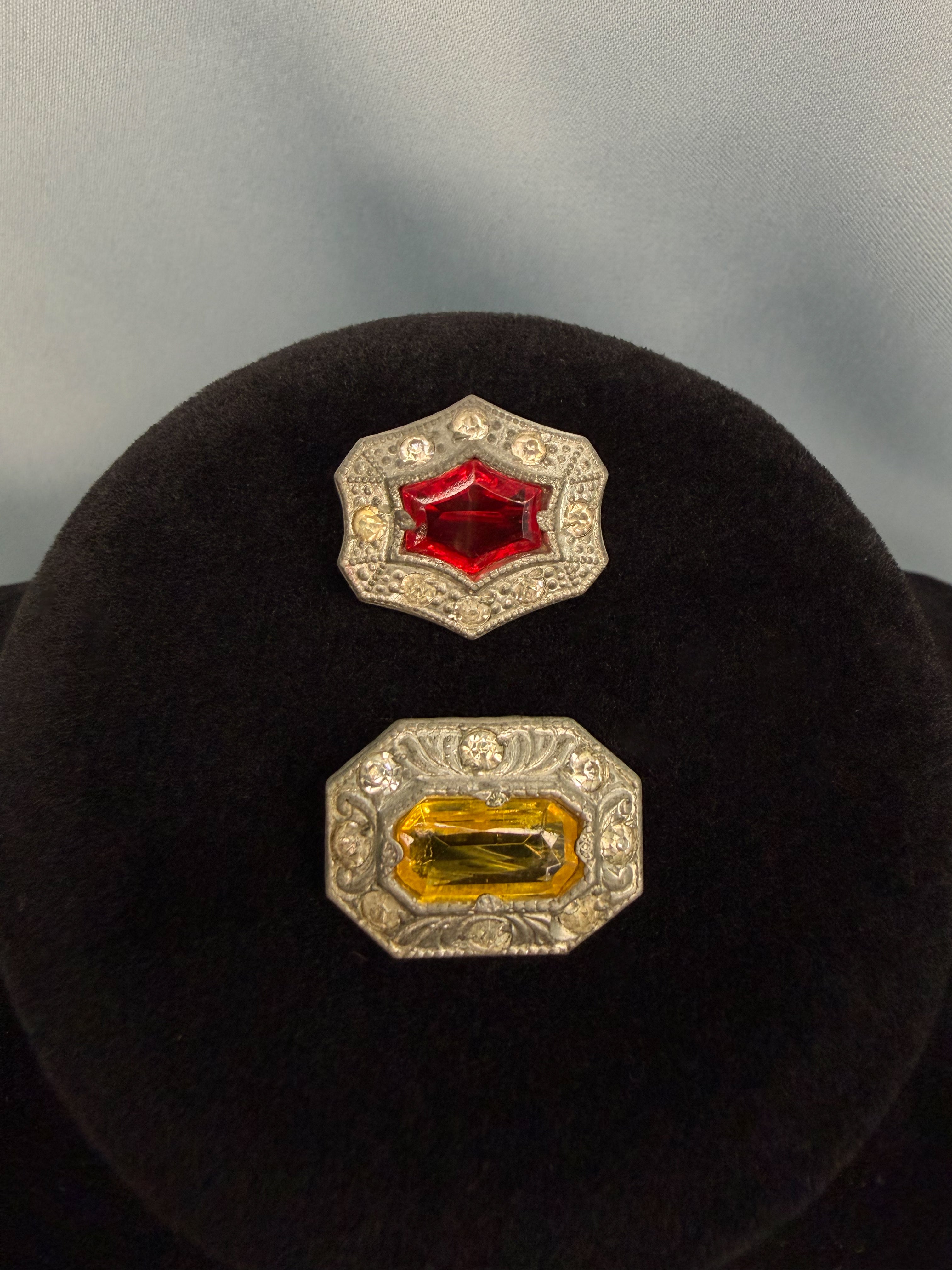Set of 2 Art Deco Rhinestone Brooches