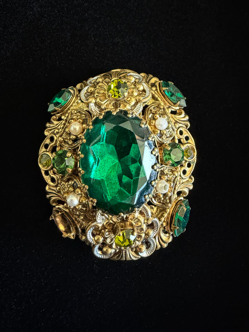 1950s West German Green Glass Brooch