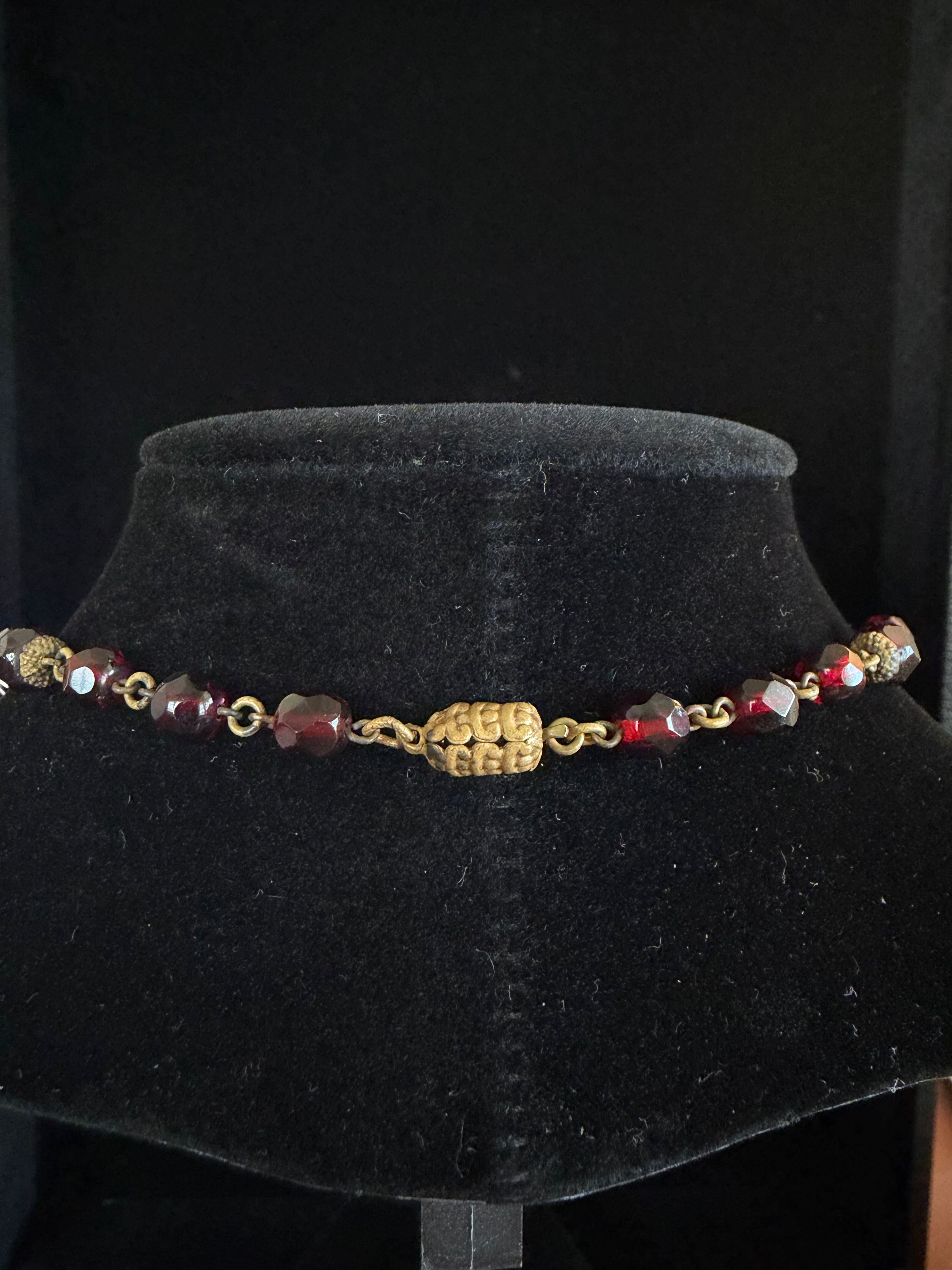 Victorian Garnet + River Pearl Necklace