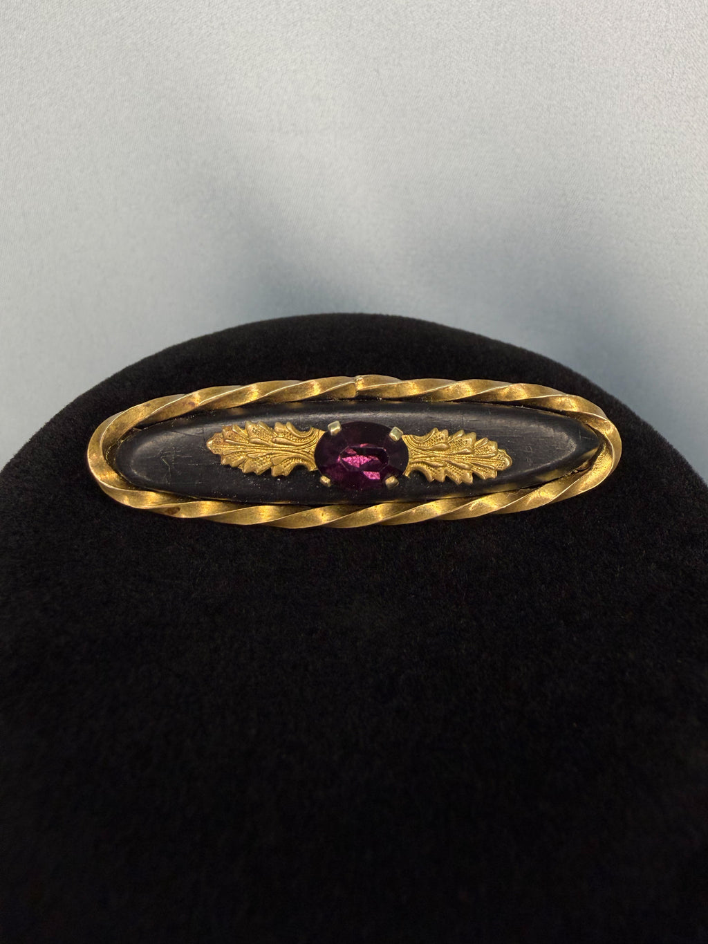 Victorian Vulcanite Mourning Brooch