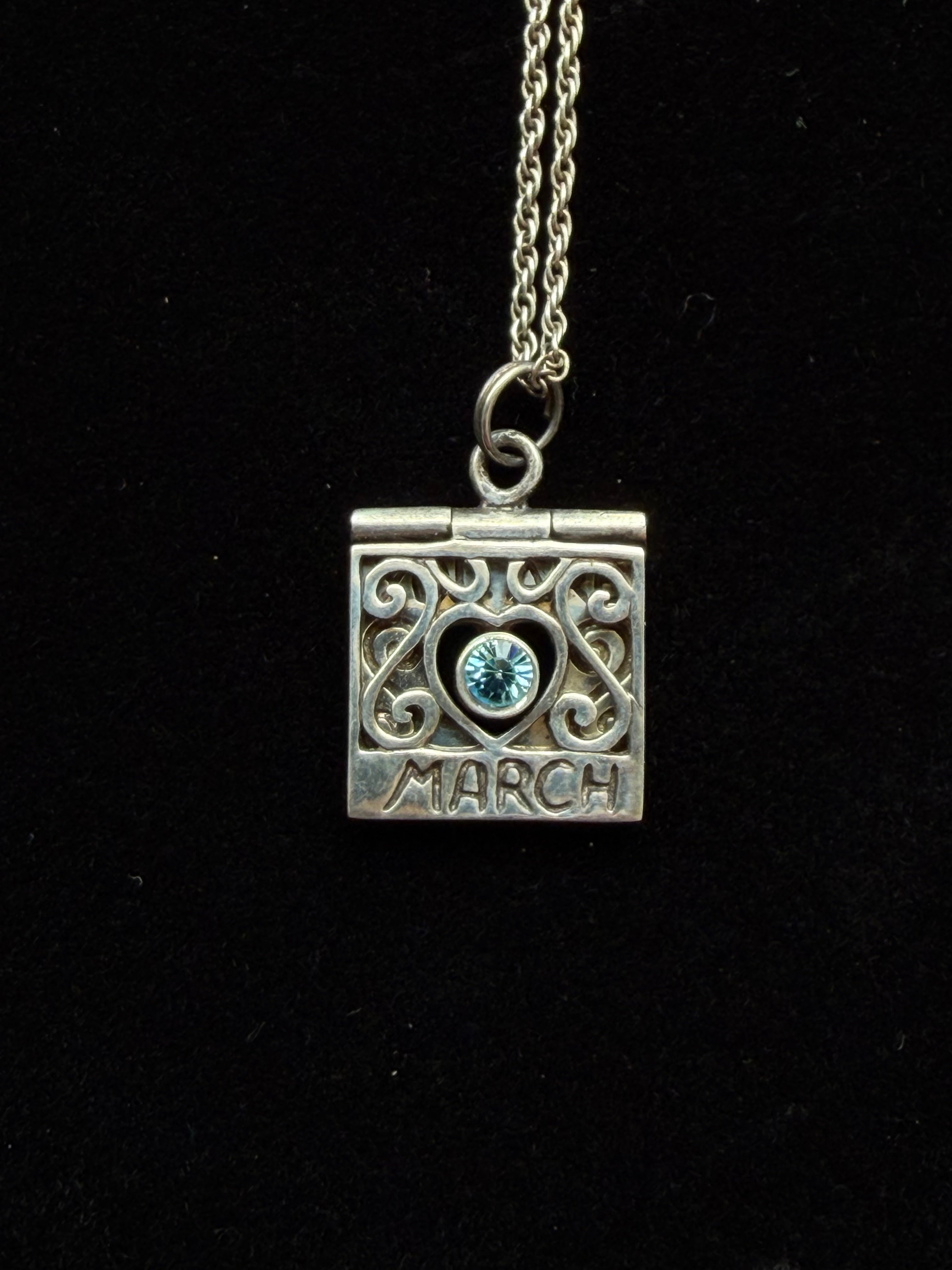 Sterling Silver +Aquamarine March Birthstone Necklace