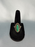 1970s Malachite + Sterling Silver Mexican Ring (Size 7)