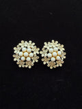 Charel White Flower Clip Earrings