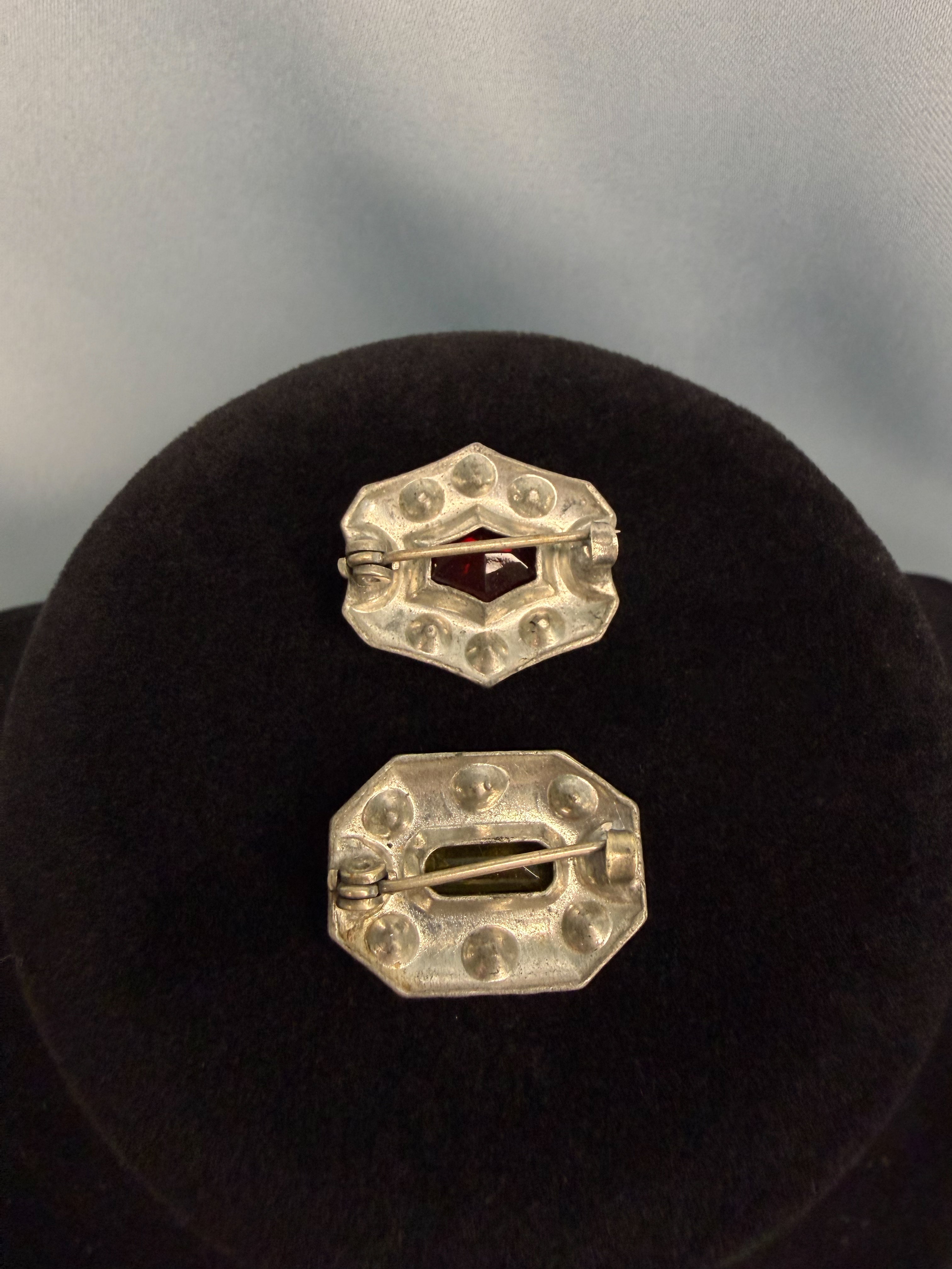 Set of 2 Art Deco Rhinestone Brooches
