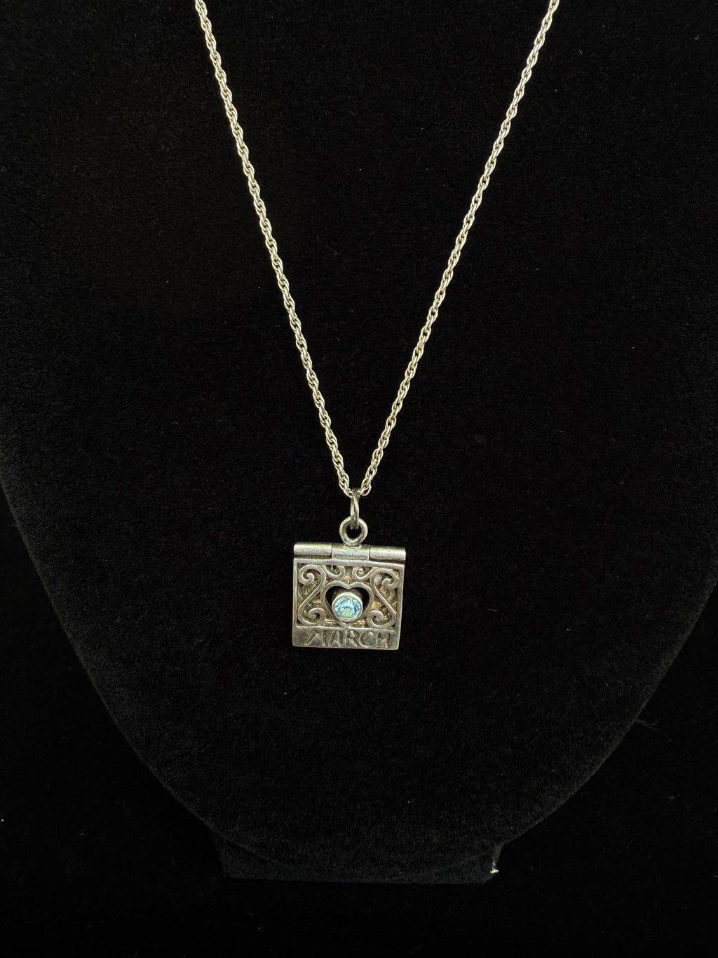 Sterling Silver +Aquamarine March Birthstone Necklace