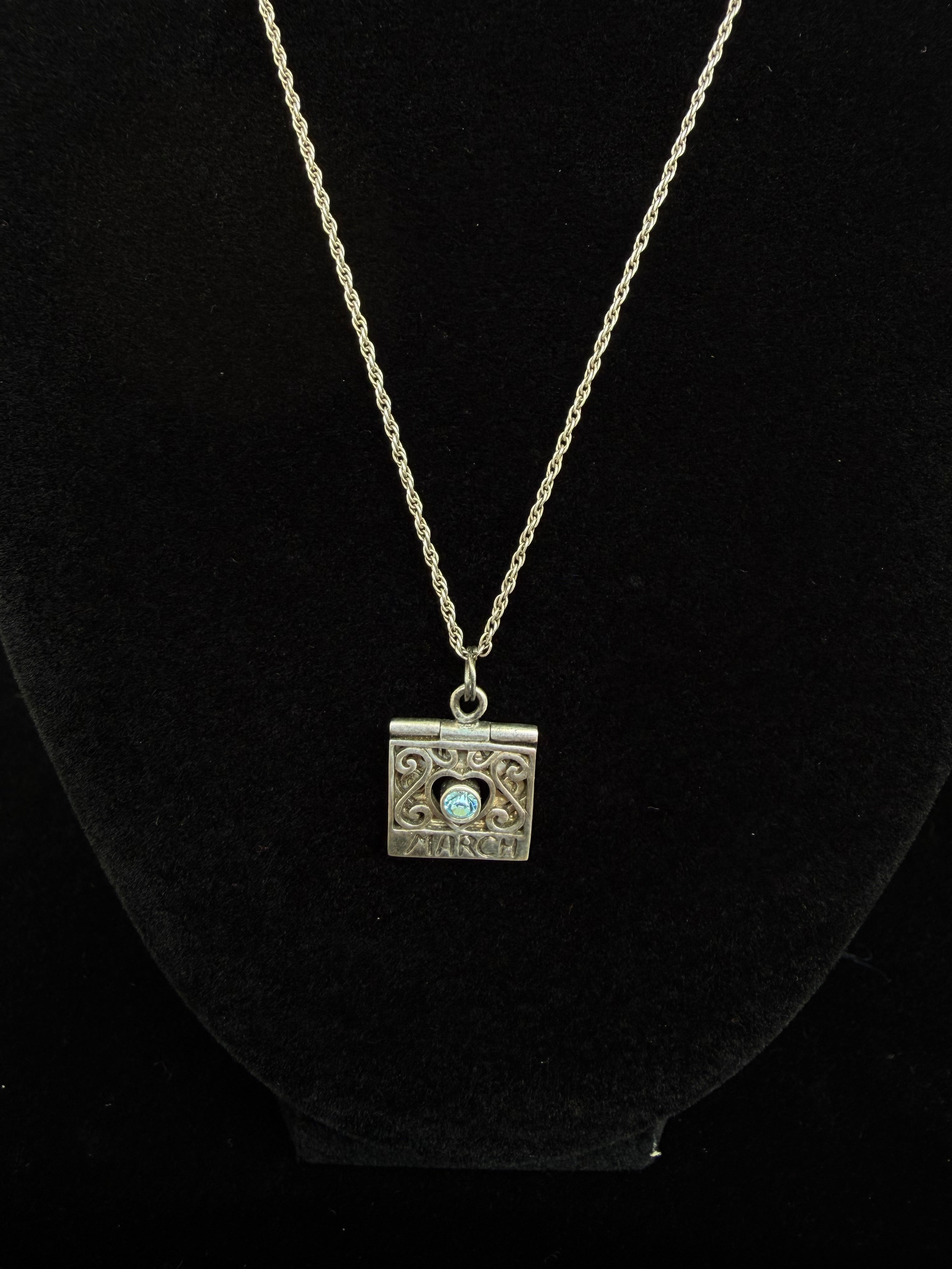 Sterling Silver +Aquamarine March Birthstone Necklace