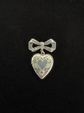 Sterling Silver Heart Bow Locket Brooch