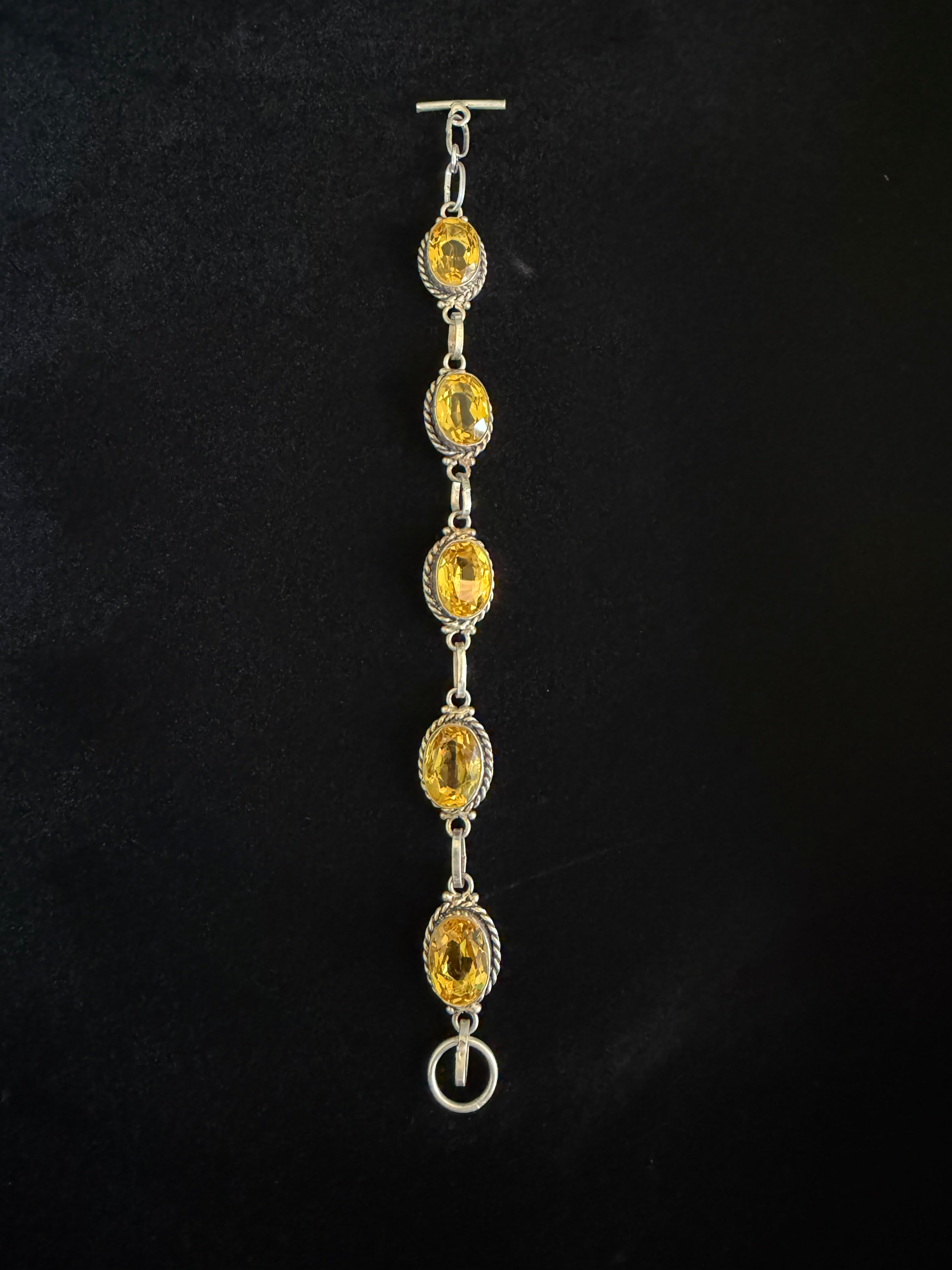 Sterling Silver + Citrine Glass Bracelet