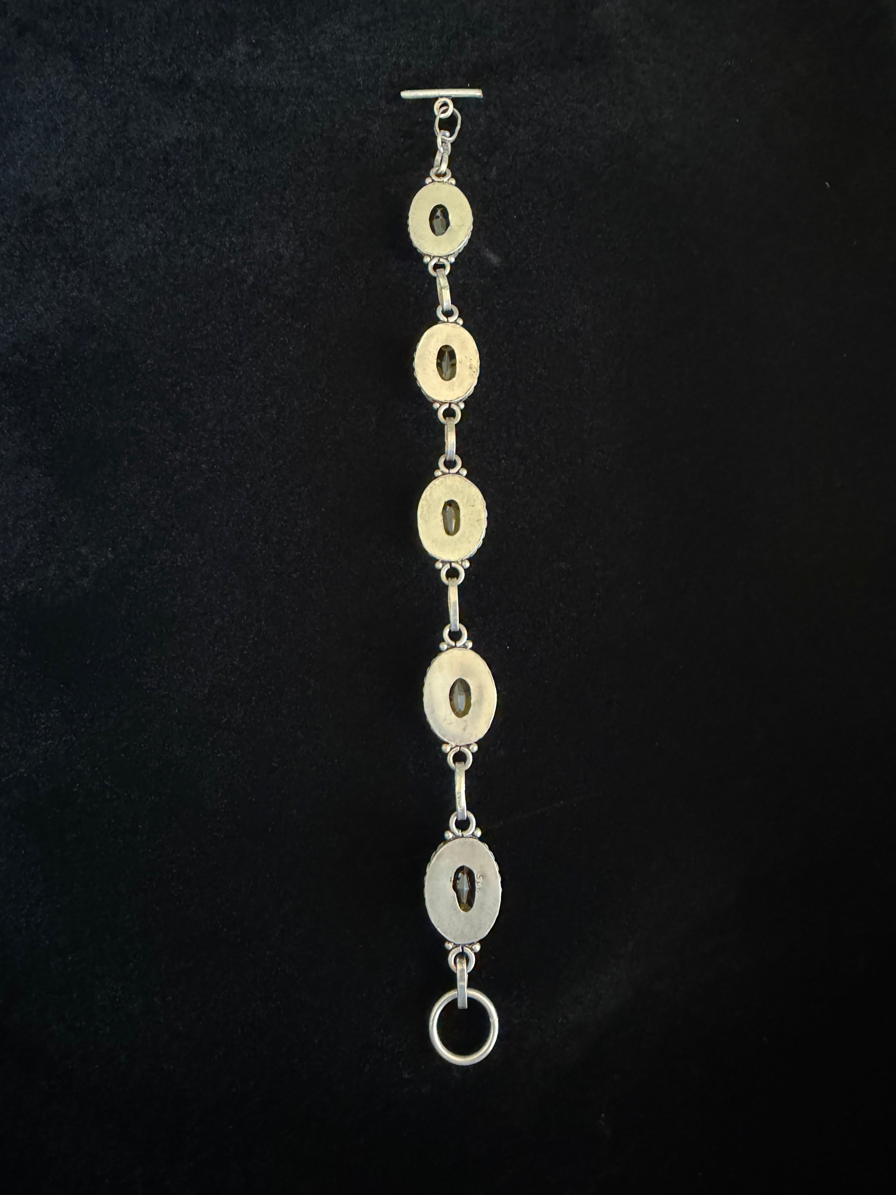 Sterling Silver + Citrine Glass Bracelet