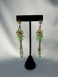1970s Boho Green Flower Earrings