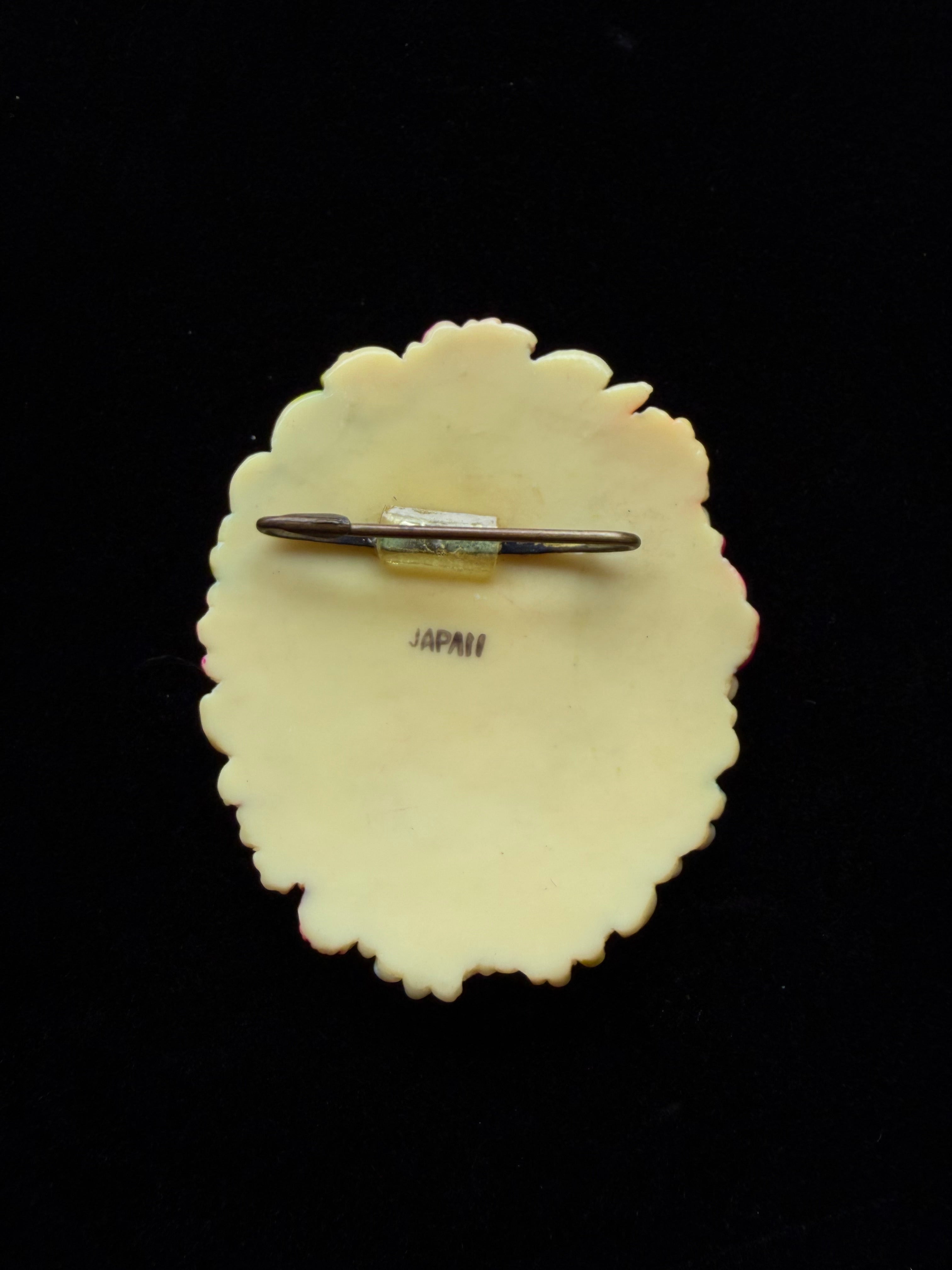 Japanese Celluloid Cameo Brooch