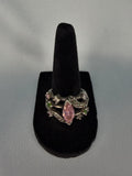 Sterling Silver Pink Glass Ring (Size 9)