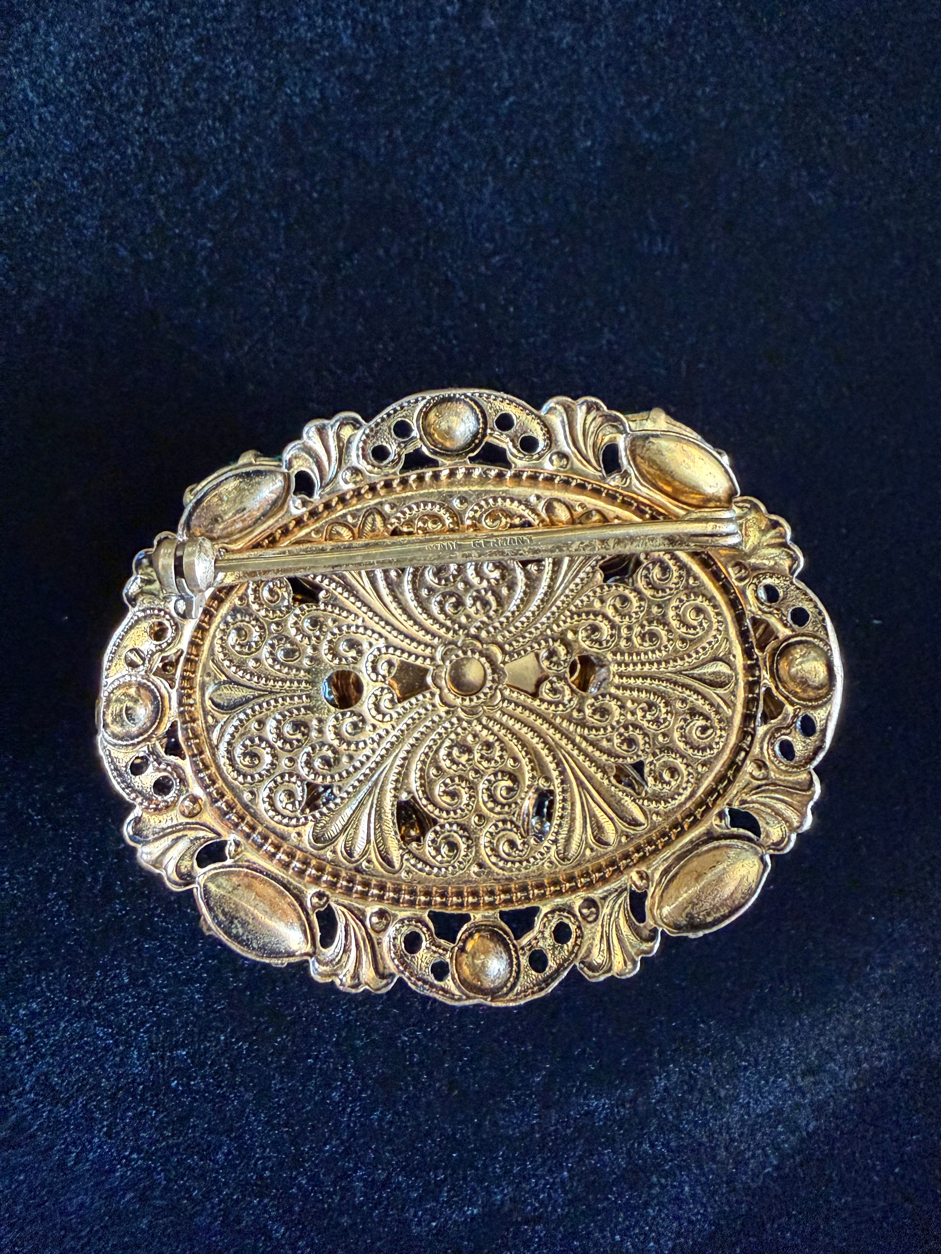 1950s West German Green Glass Brooch