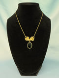 1940s-50s Onyx and Gold-Filled Floral Necklace
