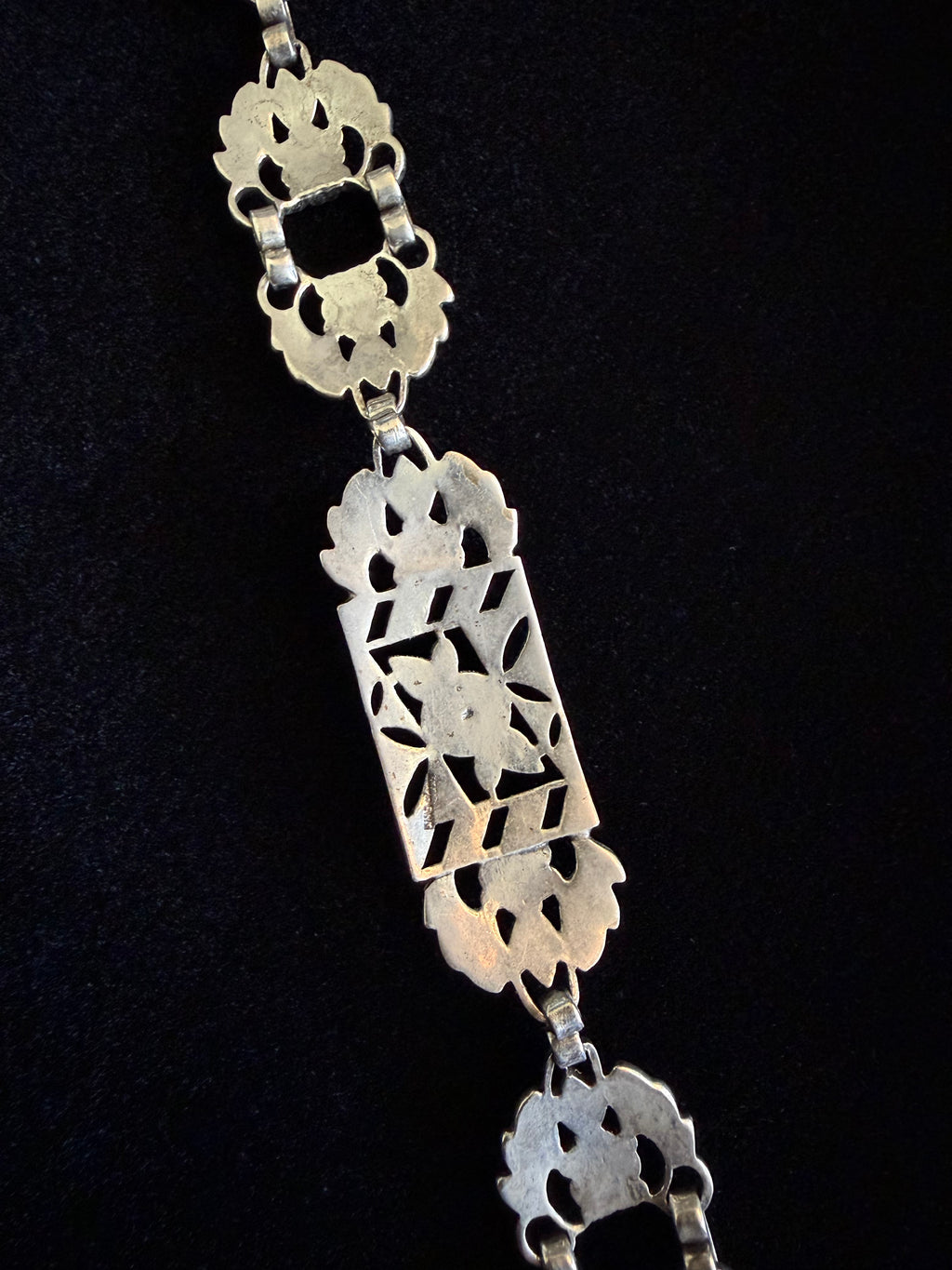 Art Nouveau Sterling Silver + Marcasite Filigree Bracelet
