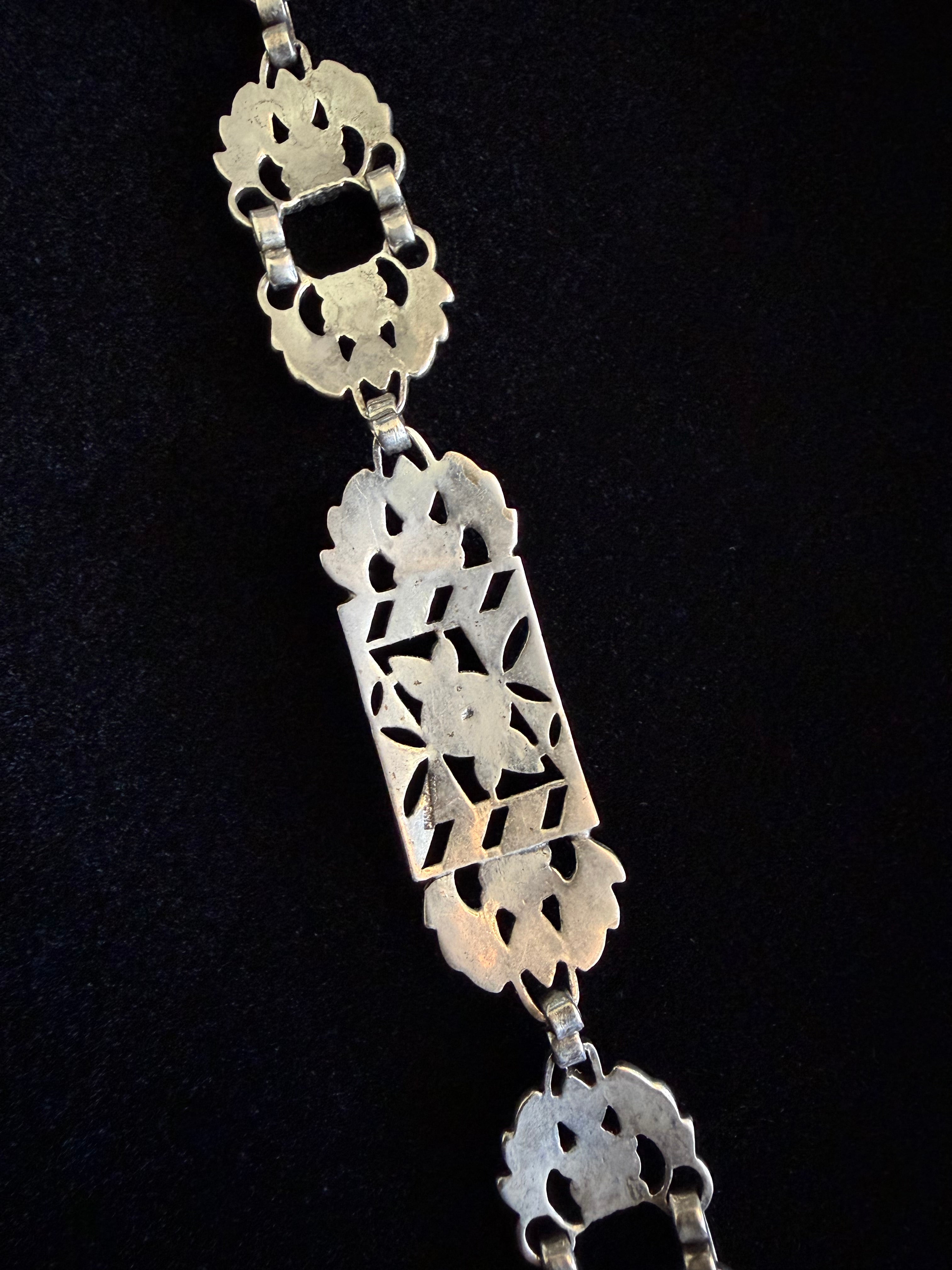 Art Nouveau Sterling Silver + Marcasite Filigree Bracelet